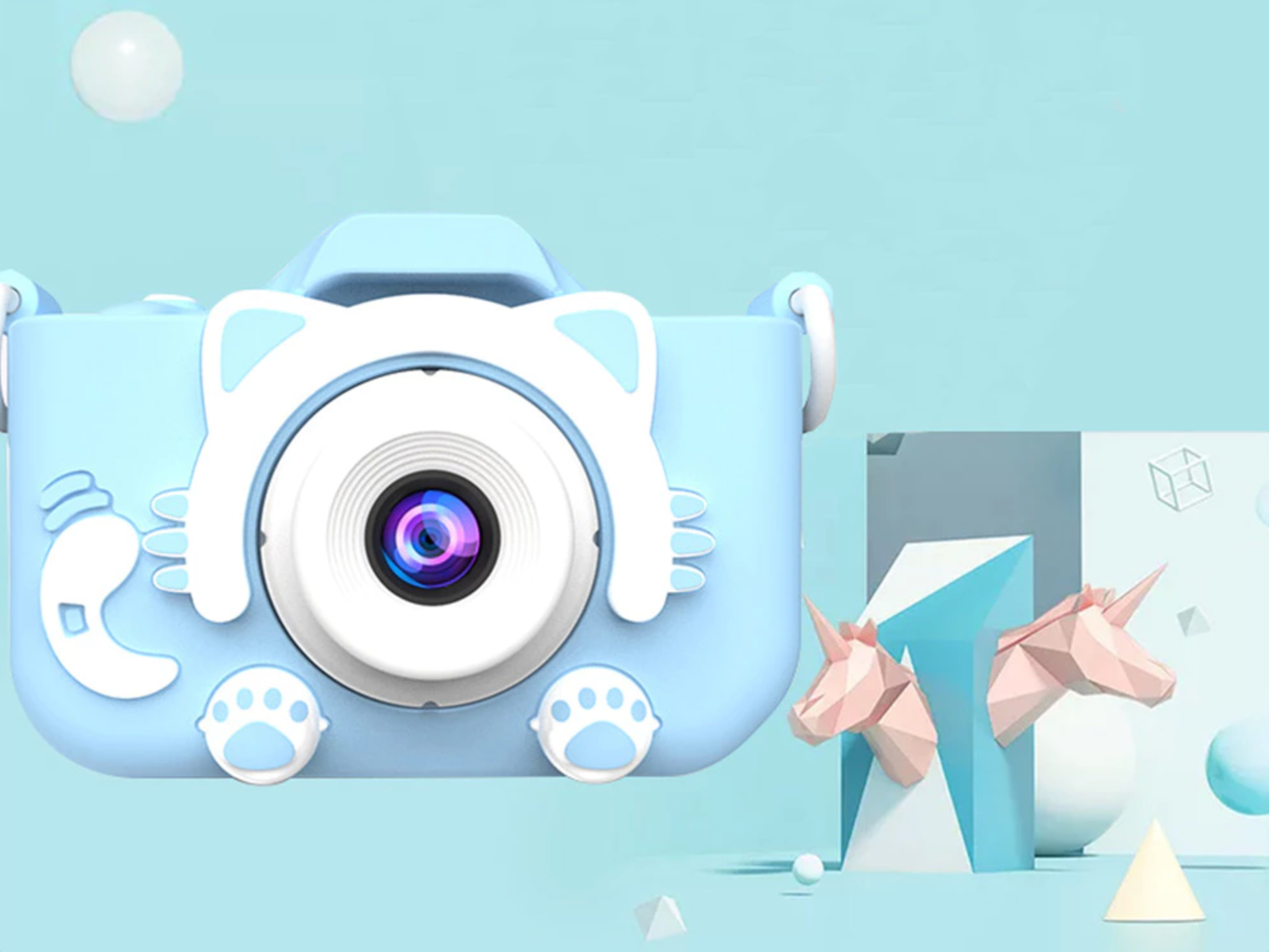 Kids Digital Camera with Games — Cute Kitten Design, 2" Display