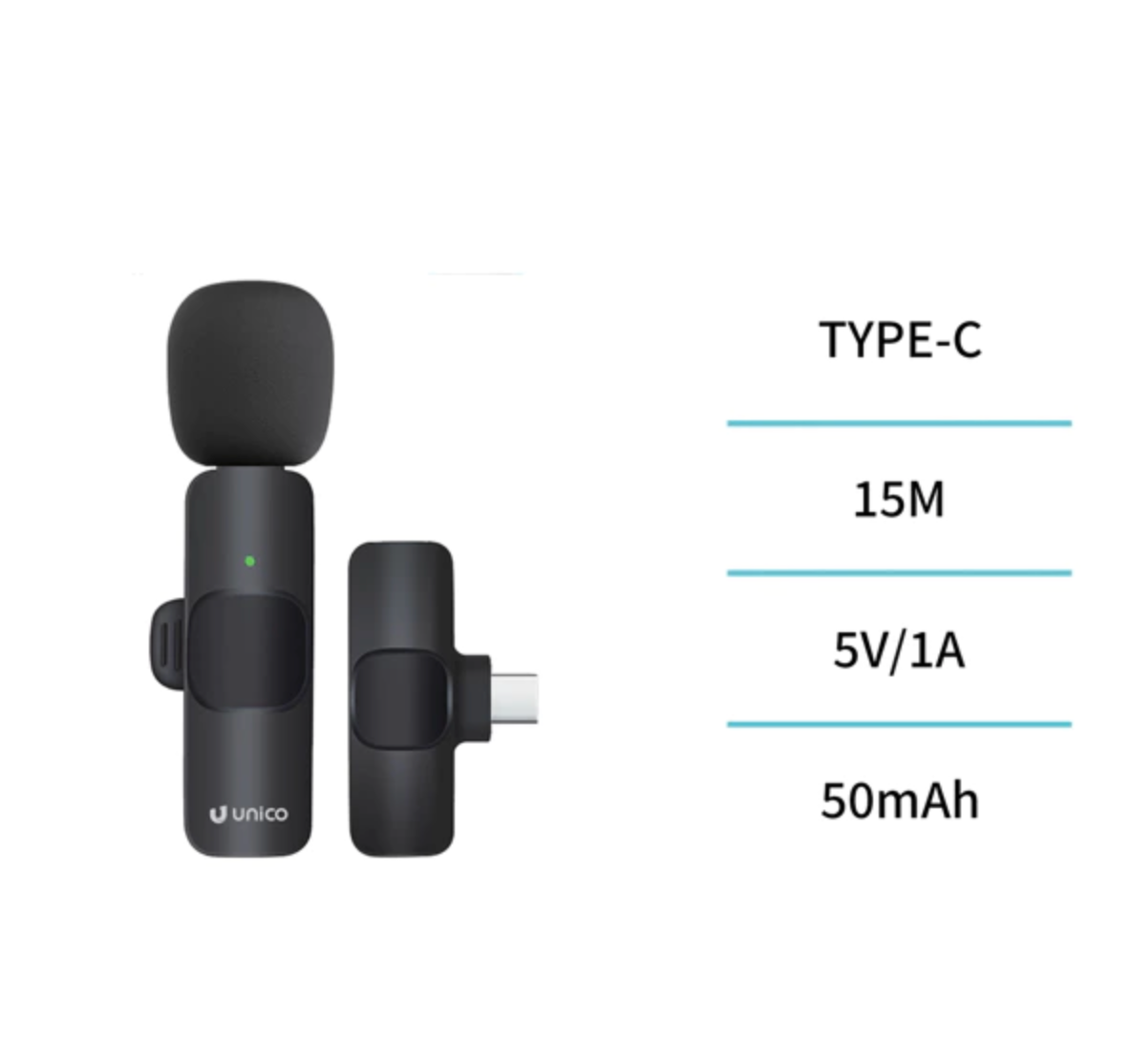 Wireless Bluetooth Lavalier Microphone — USB-C, Dynamic Clip-On